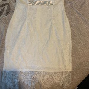 white satin top bustier lace bodycon dress